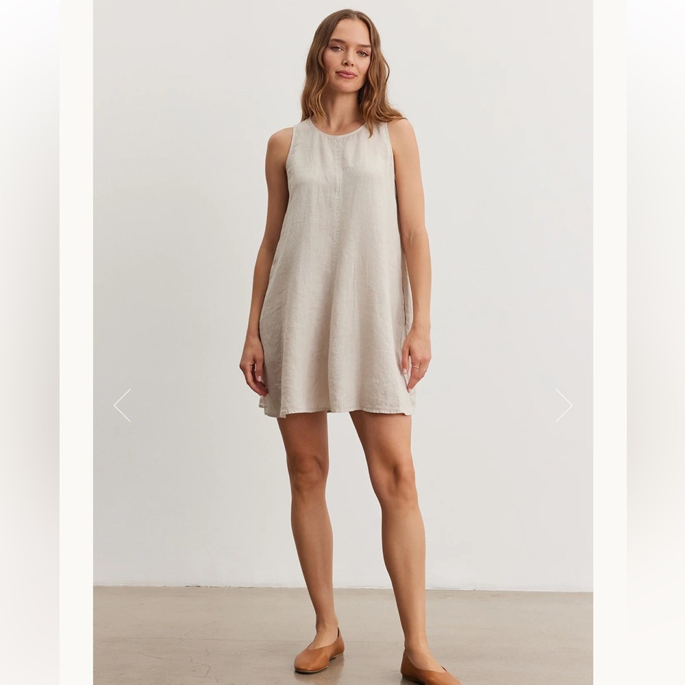 Velvet Sleeveless Beige Dress NWOT
